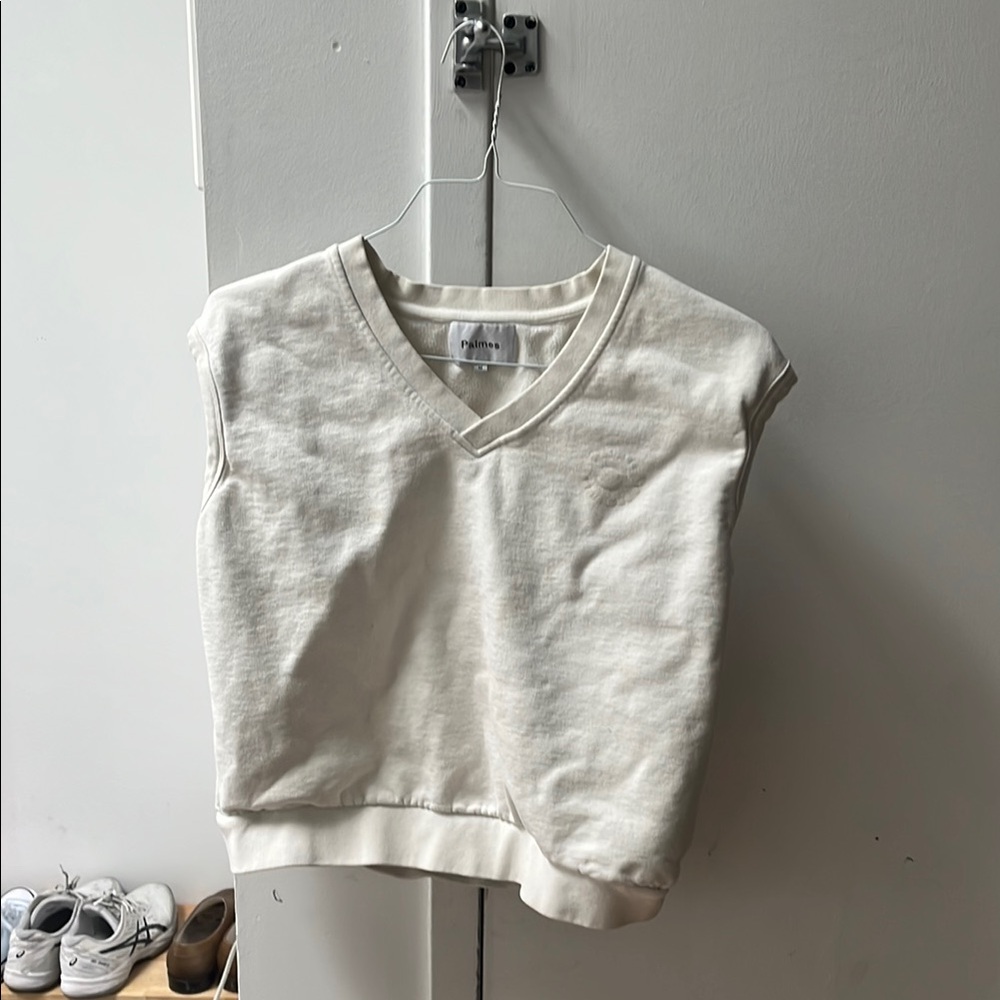 Palmes Cream V-Neck Sleeveless Vest